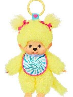 NEW Monchhichi Sweet Lollipop Yellow Plush Mascot Keychain